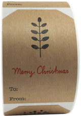 Boho Simple Christmas Gift Tag Adhesive Stickers – 2 x 3 Inch Labels, Roll of 100 with Minimalist Designs – Merry Christmas, Noel, and Candle, Made in The USA