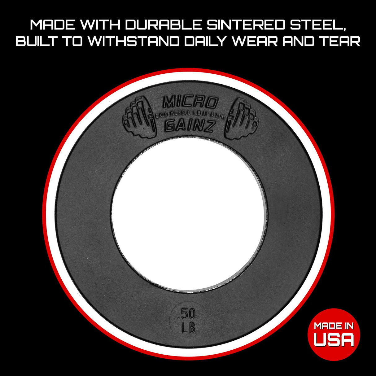 Micro Gainz Calibrated Fractional Weight Plate Set of 2 Plates, Choose Set (.25LB-1.25LB), Designed for Olympic Barbells for Strength Training & Micro Loading Bar Weights, Made in USA