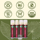 USDA Organic Lip Balm 6-Pack by Earth's Daughter Stocking Stuffers - Fruit Flavors, Beeswax, Coconut Oil, Vitamin E - Best Lip Repair Chapstick for Dry Cracked Lips - Moisturizing Lip Care