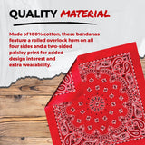 B53 100% Cotton Paisley Bandanas Made in the USA - Stylish Headband, Handkerchief, Scarf - 21 inch x 21 inch