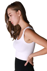 NIKIBIKI Women Seamless Chevron Ribbed Crop Top, Made in U.S.A, One Size