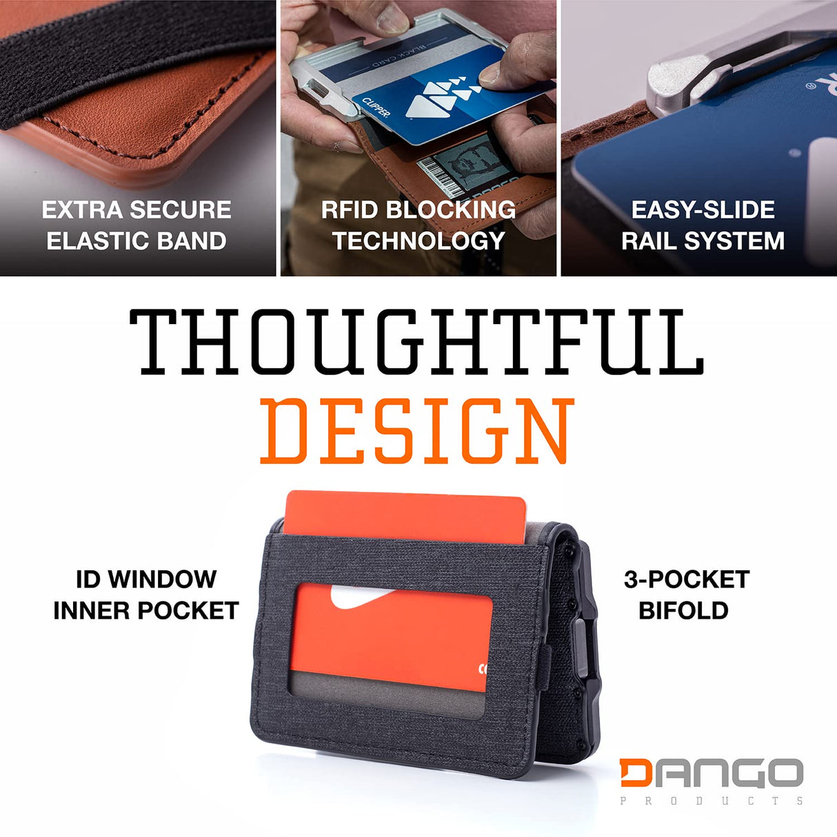 Dango Slim Minimalist Wallet for Men - RFID Blocking - Bifold