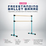 VITA Barre Portable Freestanding Double Ballet Barre, Prodigy, Wood | Adjustable Height, USA Made, Home or Gym Exercise Equipment for Kids & Adults | Dance, Fitness, Pilates