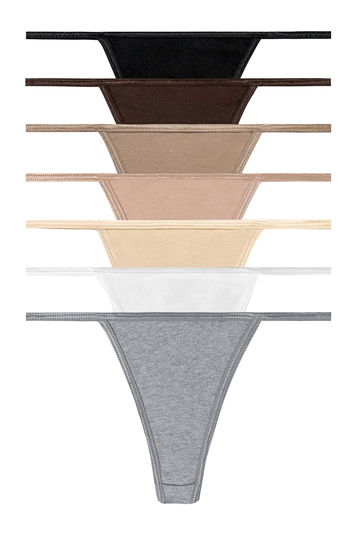 Los Angeles Apparel Contrast Baby Rib Thong 7-Pack
