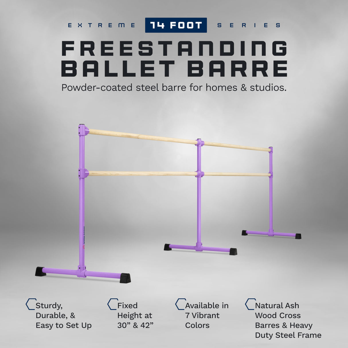 VITA Barre Portable Freestanding Double Ballet Barre, Extreme, Wood | Fixed Height, Made in USA, Home or Gym Exercise Equipment for Kids & Adults | Dance, Fitness, Pilates