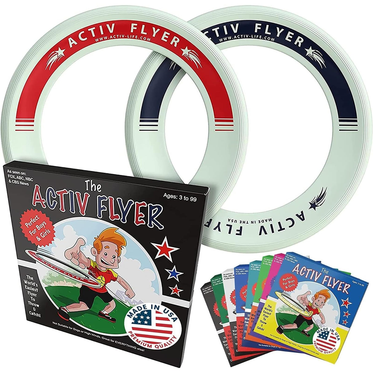 Activ Life Kid’s Flying Rings [2 Pack] They Fly Straight & Don’t Hurt! 80% Lighter Than Standard Frisbees - Replace Screen Time with Healthy Family Fun - Get Outside & Play! Proudly Made in The USA