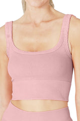 NIKIBIKI Women Seamless Vintage Chevron Ribbed Crop Top, Made in U.S.A, One Size