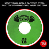 Micro Gainz 1-Inch Center Hole Standard Fractional Weights Plate Sets, 10 Piece Dumbbell & Barbell Set of Plates with Bag for Strength Training and Weight Lifting, Made In USA