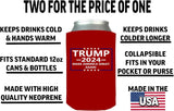 Trump Red Make America Great Again MAGA Flag Neoprene Collapsible Beer Can Bottle Beverage Cooler Sleeves 2 Pack