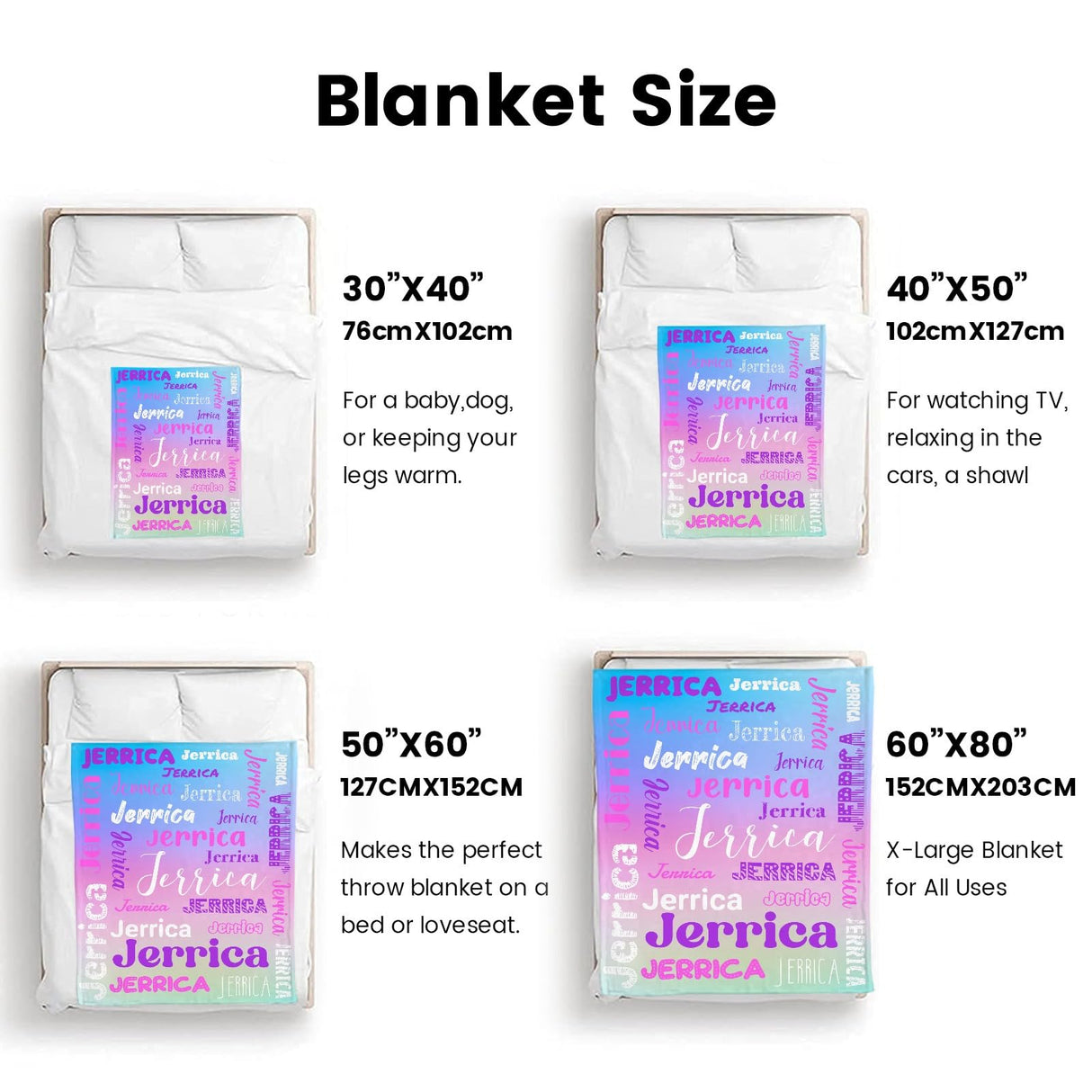 Custom Blanket with Name, Soft Cozy Personalized Name Blankets for Kids, Girls, Boys, Adults, Customized Christmas Blanket for Women, Men, Newborn, New Mom, Red Colors, Made in USA