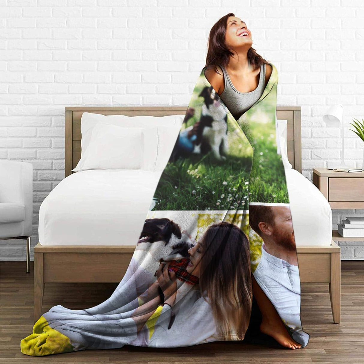 Custom Blanket with Picture Made in USA,Personalized Photo Blanket Throw Photo Blankets for Family Friends Pets,50"x60"