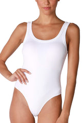 NIKIBIKI Women Seamless Ribbed Scoop Neck & Back Bodysuit, Made in U.S.A, One Size