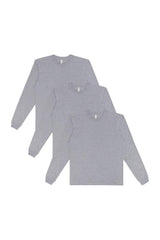 Los Angeles Apparel 3 Pack Fine Jersey Long Sleeve Crew Neck T-Shirt