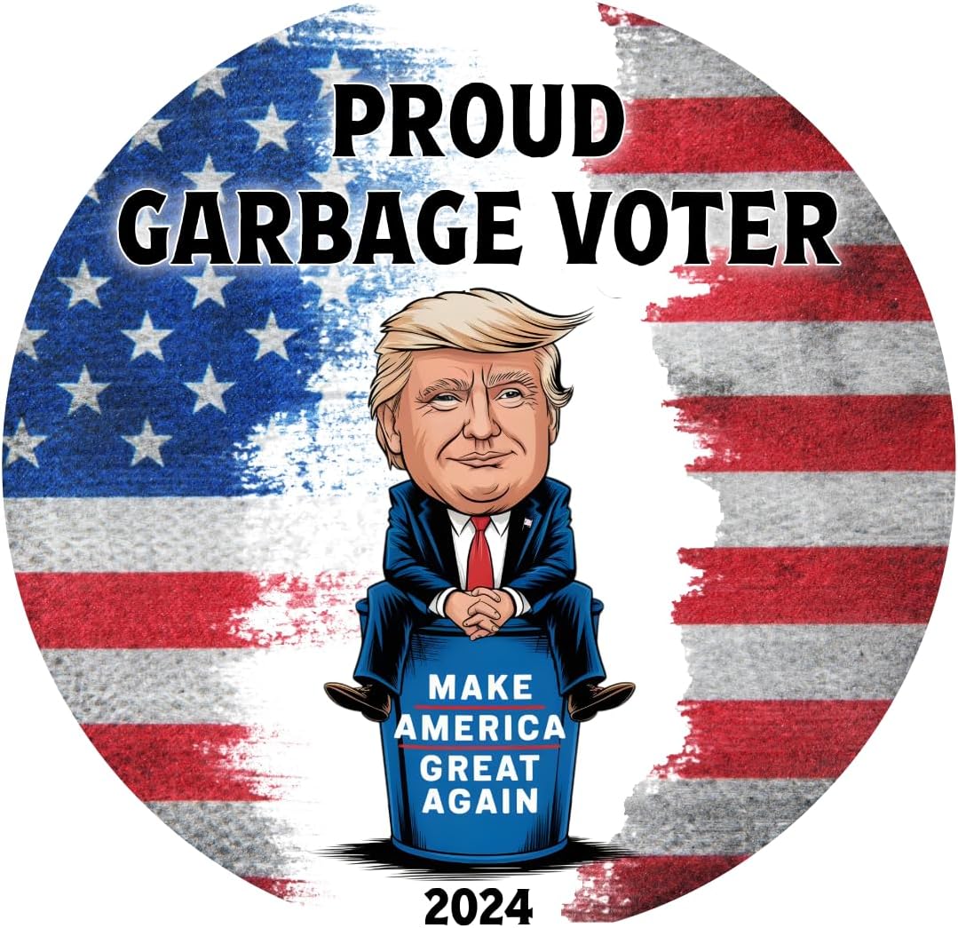 Donald Trump Christmas Ornament - Proud Garbage Voter 2024 Trump Trash Can Flag Republican Funny Christmas Tree Decoration Office Party Gift Swap - Personalized with Name - Made in USA