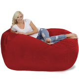 Chill Sack Bean Bag Chair: Huge 6' Memory Foam Furniture Bag and Large Lounger - Big Sofa with Soft Micro Fiber Cover - Red Furry