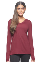 Expert Brand USA-Made Women's Drimax Dry Fit V Neck Athletic Long Sleeve