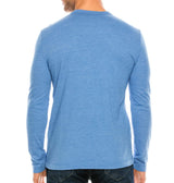 YURO-K Men's Binded Neck Premium Tri-Blend Classic Long Sleeve Crew Neck T-Shirt S-XX Large