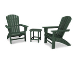 POLYWOOD Nautical 3-Piece Curveback Adirondack Chair Set with Side Table