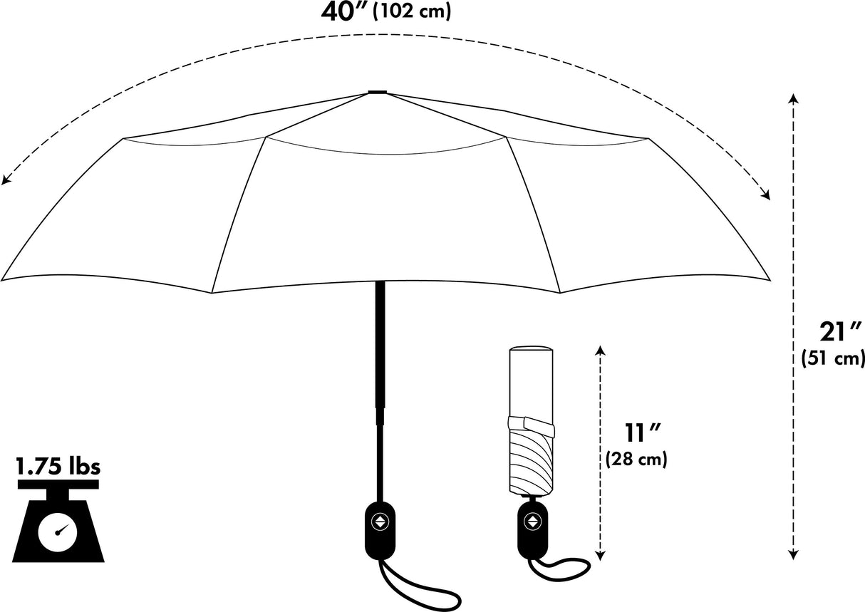 Springbok Compact Travel Size Full Size Canopy Umbrella with Auto Open/Close Button