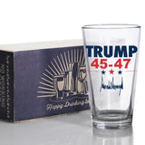 Trump 2024 16 OZ Pint Glass | Gift Box Included | Will Not Fade & Made In USA & Dishwasher Safe | Patriotic Gift for Dad, Beer Gift for Husband, Maga Trump Merch