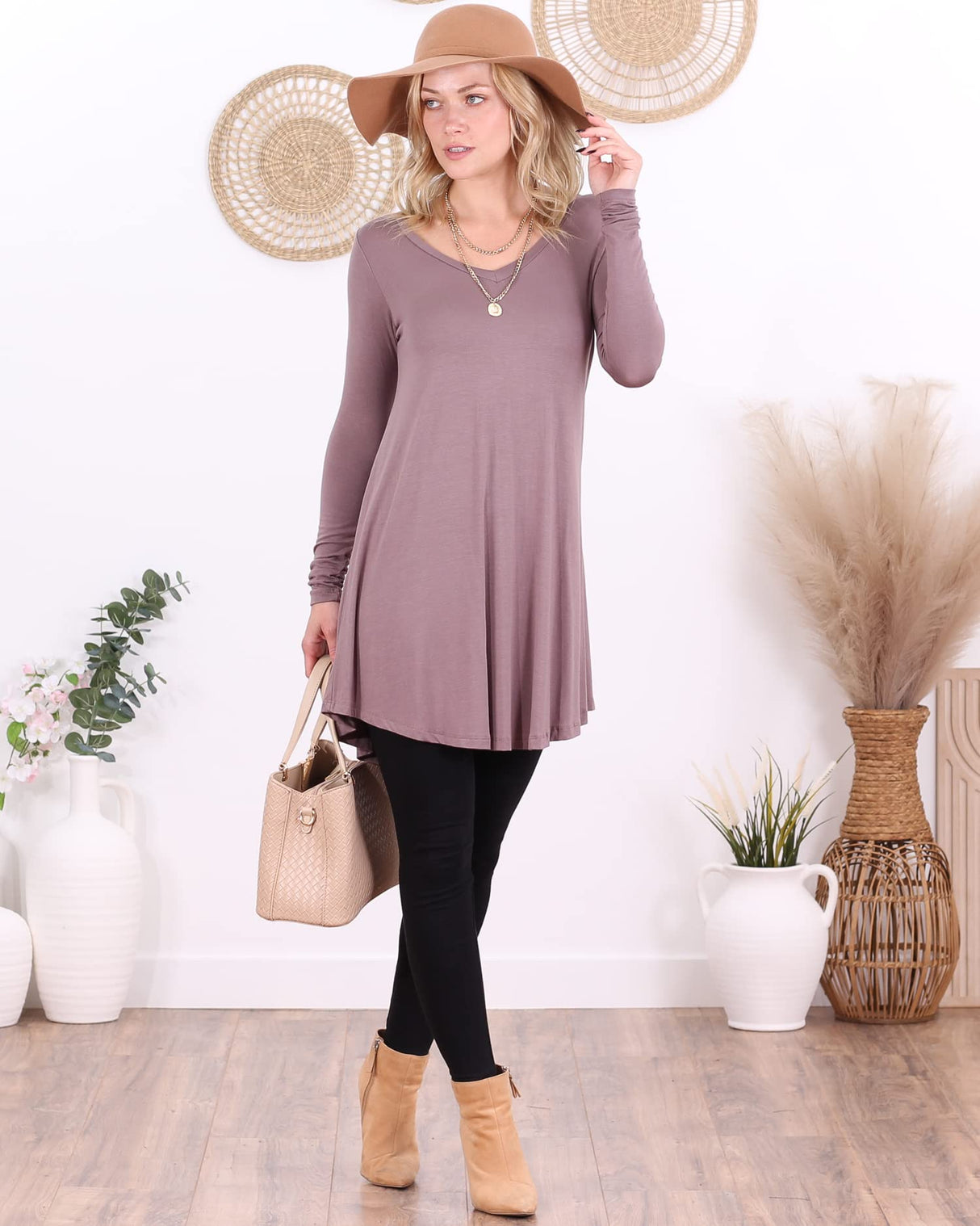 Popana Womens Long Sleeve Tunic Tops to Wear with Leggings - Long Tunic Shirts for Women Loose Fit Dressy Plus Size Casual