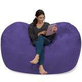 Chill Sack Bean Bag Chair: Huge 6' Memory Foam Furniture Bag and Large Lounger - Big Sofa with Soft Micro Fiber Cover - Red Furry