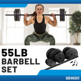 US Weight Barbell Set for home gym workout - Made in USA, Essential Home Gym Equipment for Strength Training