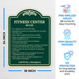 Sigo Signs, Fitness Center Rules Use Equipment at Your Own Risk Décor Sign, Green Light, 12x18 Inches, ACM, Fade Resistant, Made in USA