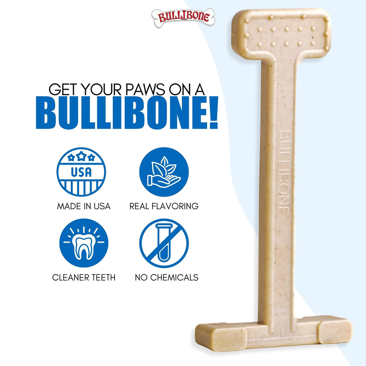 Bullibone Nylon Dog Chew Toy Nylon Bone - Improves Dental Hygiene, Easy to Grip Bottom, and Permeated with Flavor (Bacon, Large - 2 Pack)