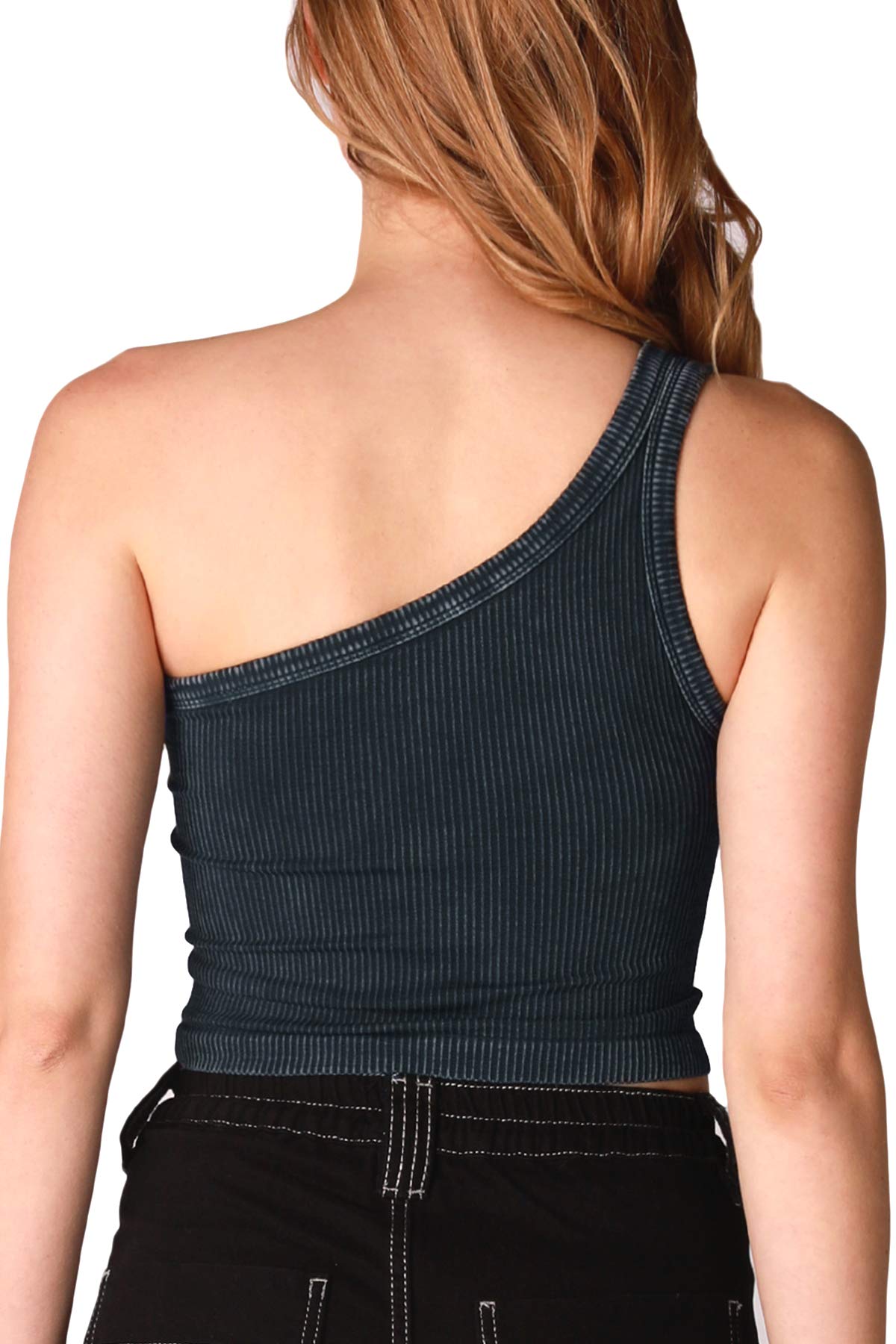 NIKIBIKI Women Seamless Vintage One Shoulder Crop Top, One Size