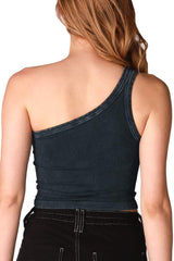 NIKIBIKI Women Seamless Vintage One Shoulder Crop Top, One Size