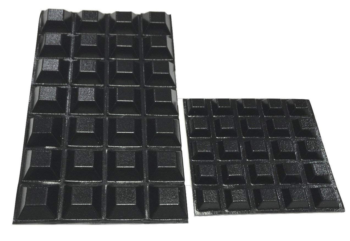 Clear Rubber Feet (53 Pack) Self Stick Bumper Pads - Made in USA - Adhesive Tall Square Bumpers for Electronics, Speakers, Laptop, Appliances, Furniture, Computers