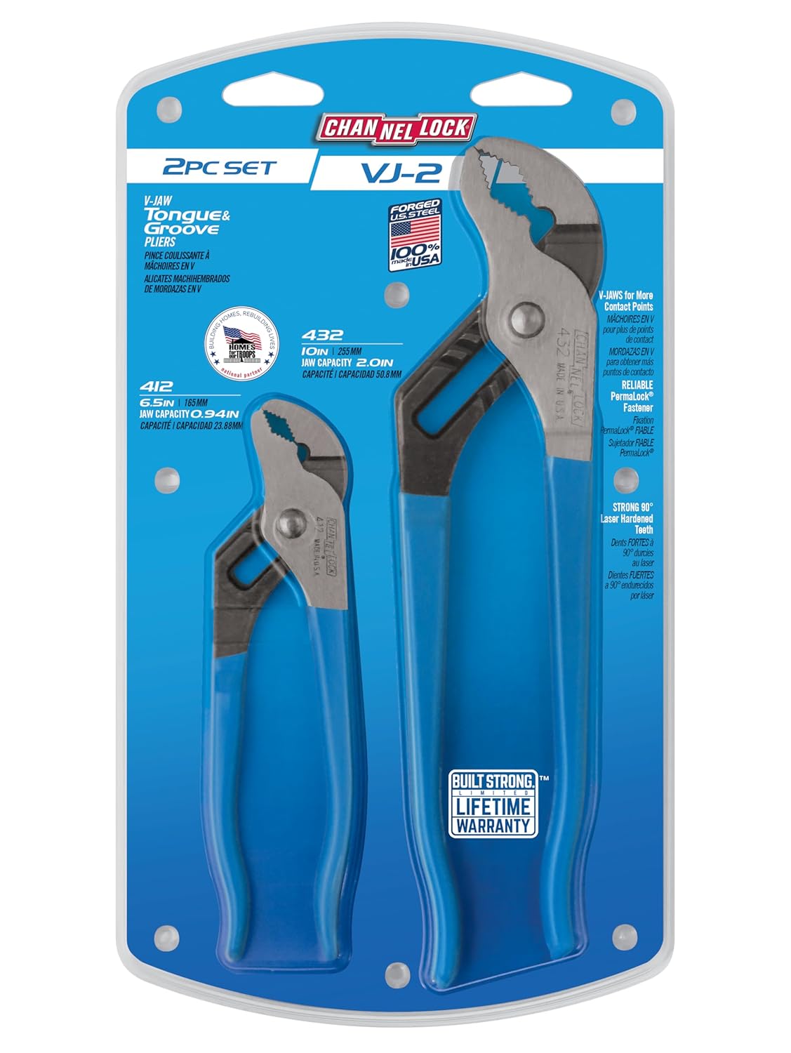 Channellock VJ-2 V-Jaw Tongue and Groove Plier Set, 2-Piece