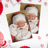 Masterpiece Sparkling Santa Christmas Cards / 16 Festive Holiday Cards Set With White Envelopes / 5 5/8" x 7 7/8" Winter Gold Foil Greeting Cards With Inside Verse/Made In The USA