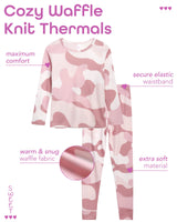 Sweet Hearts Girls' Thermal Underwear Set - 6 Piece Waffle Knit Top and Long Johns Base Layer Set: Made in USA (2T-16)