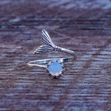 Bottled Up Designs Handmade Mermaid Adjustable Ring, Recycled Bottle Glass, Sterling Silver, Eco Friendly, Made in USA, Birthday Gifts, Mothers Day, Women, Anniversary (Mason Jar Aqua)