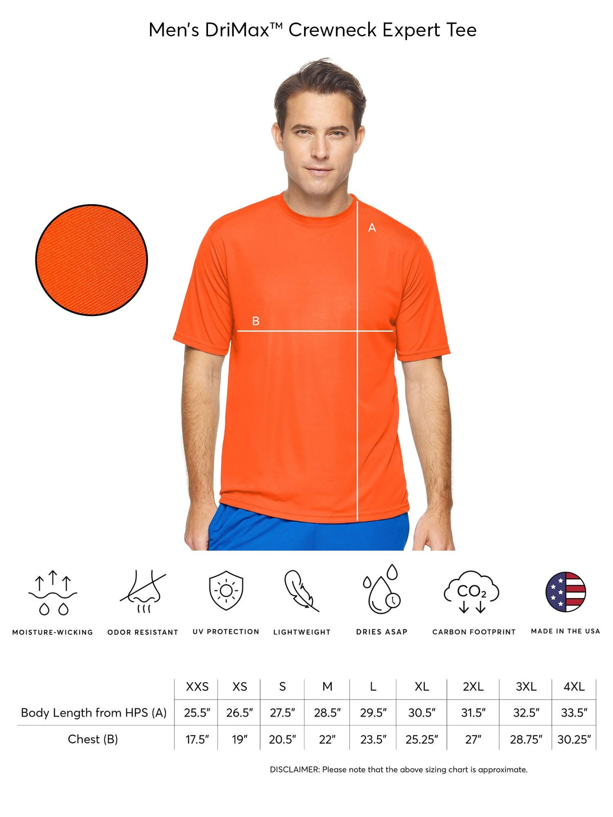 Expert Brand USA-Made Men's Drimax Dry Fit Hi Vis Athletic T-Shirt