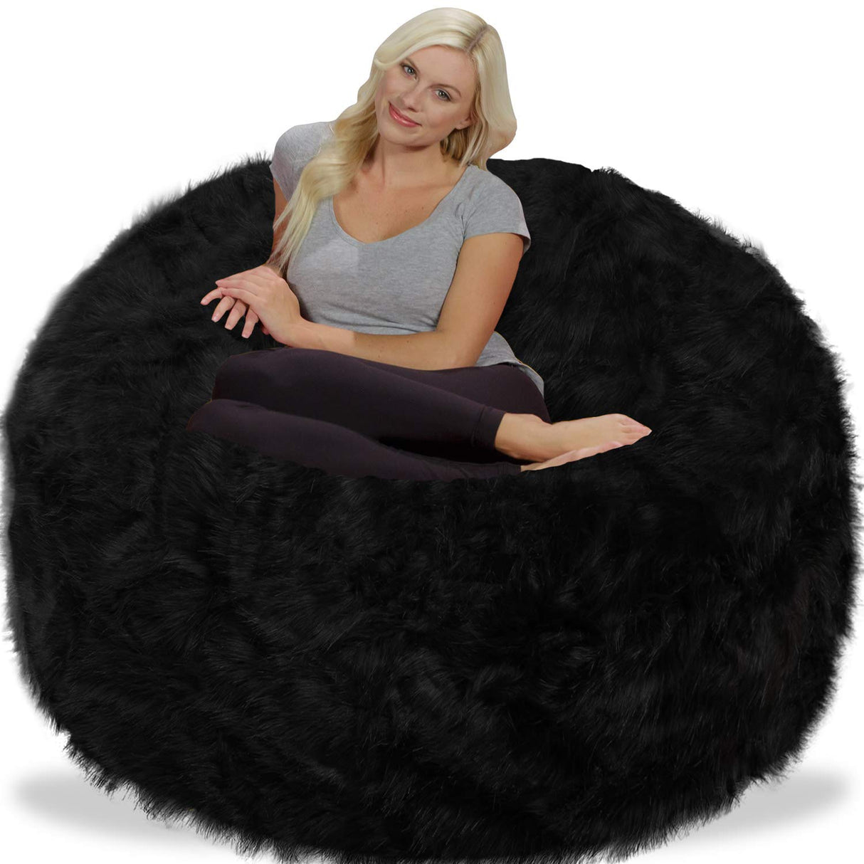 Chill Sack Bean Bag Chair: Giant 5' Memory Foam Furniture Bean Bag - Big Sofa with Soft Micro Fiber Cover - Black