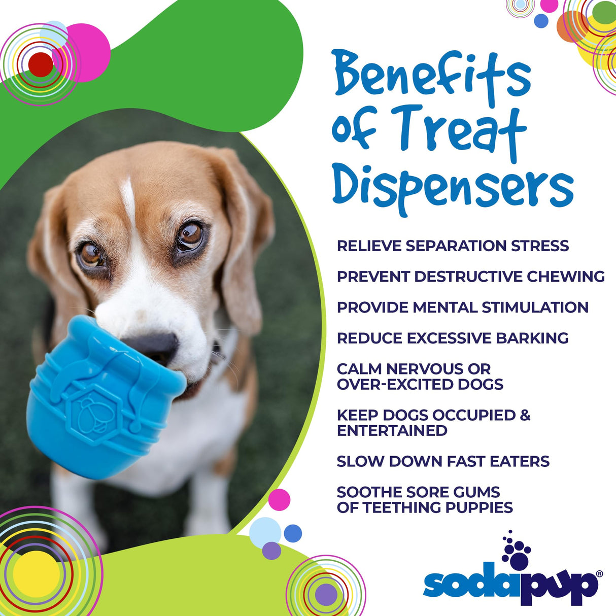 SodaPup Honey Pot – Durable Dog Treat Dispenser & Enrichment Toy Made in USA from Non-Toxic, Pet Safe, Food Safe Natural Rubber Material for Mental Stimulation, Problem Chewing, Calming Nerves, & More