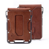 Dango Slim Minimalist Wallet for Men - RFID Blocking - Leather- Bifold, Rawhide/Raw Aluminum