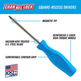 CHANNELLOCK R030H #0 x 3-inch Professional Square Recess Screwdriver, Magnetic Tip, Made in USA, Molded Tri-Lobe Grip