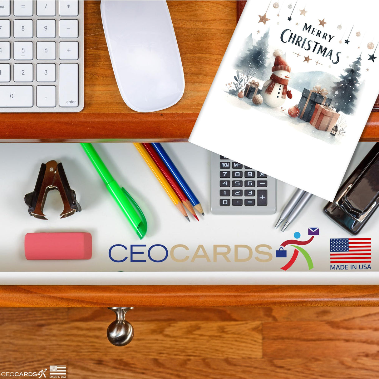 Merry Christmas Cards for Business & Family (Variety Pack 4 Seasonal Designs) Bulk Greeting Card Set Pack of 20 Holiday Cards with Envelopes (5x7 inch - A7) Office, Work, Employees & Clients VP2404