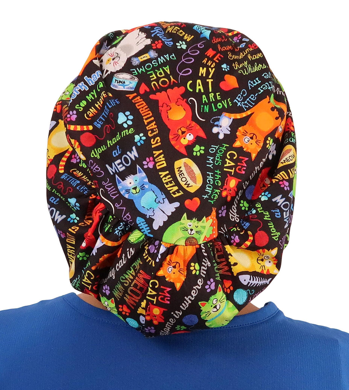 Sparkling EARTH Riley Medical Scrub Caps with Flat Front and Roomy Back - Adjustable Cord Lock Closure - Made in The USA!