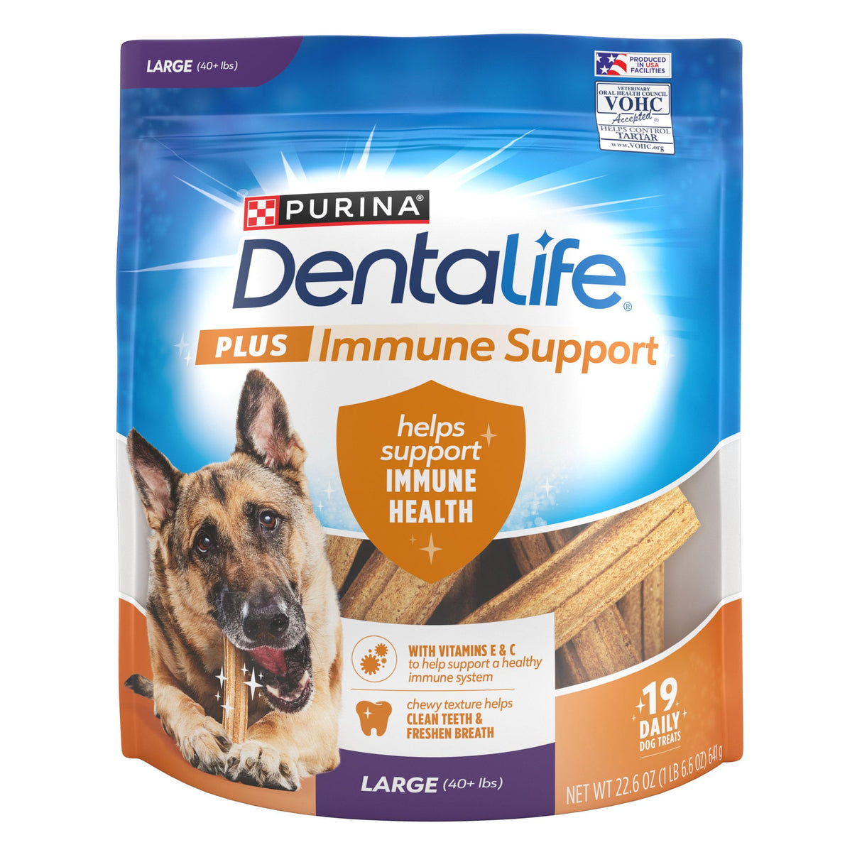 Dentalife Purina Plus Immune Support Chicken, Apple and Blueberry Flavor Dog Dental Chews - 6 ct. Pouch