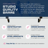 Wall-Mounted Single Ballet Barre, Classic WB15, Aluminum | Fixed Height, Made in USA, Home, Studio or Gym Exercise Equipment for Kids & Adults | Dance, Fitness, Pilates