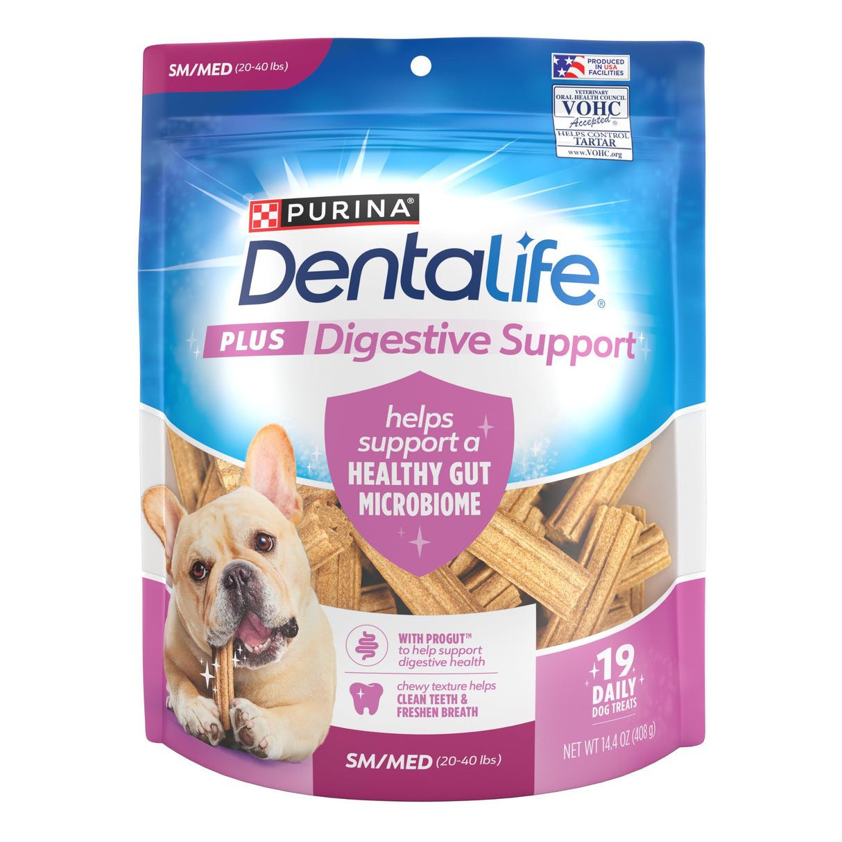 Dentalife Purina Plus Digestive Support Chicken and Pumpkin Flavor Small/Medium Dog Dental Chews, MP - 19 ct. Pouch