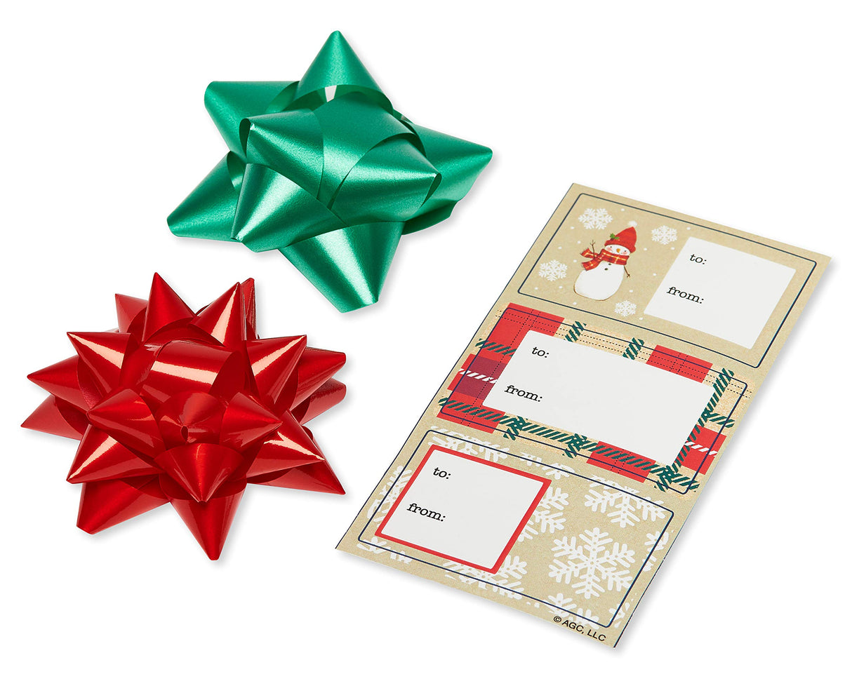 American Greetings 120 sq. ft. Christmas Wrapping Paper Set, Tan, Plaid, Snowman and Christmas Text (4 Rolls 30 in. x 12 ft., 7 Bows, 30 Gift Tags)