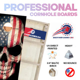 BackYardGamesUSA Pro Cornhole Boards Set | Made in USA | 3/4 Baltic Birch | No Bounce | Triple Thick Legs | Two Brace & Handles, Tournament 2x4 Regulation Set with Score Tower & Cornhole Bags