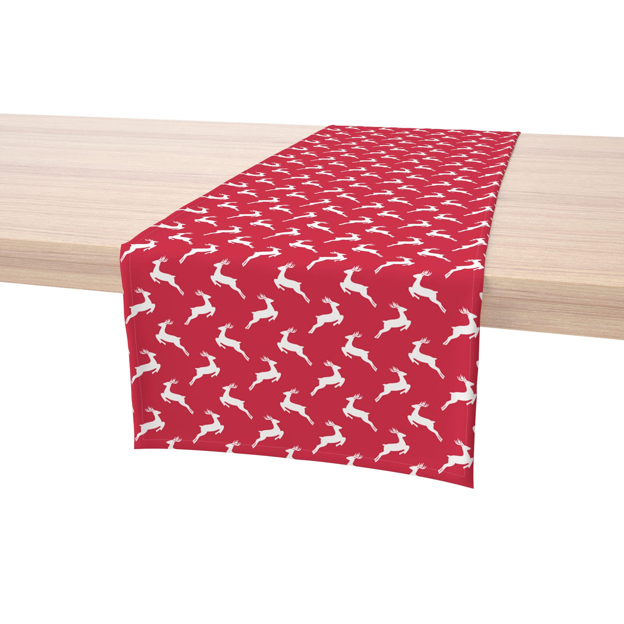 Fabric Textile Products Round Tablecloth, 100% Milliken Polyester, Machine Washable, 90" Round, Red Christmas Reindeer