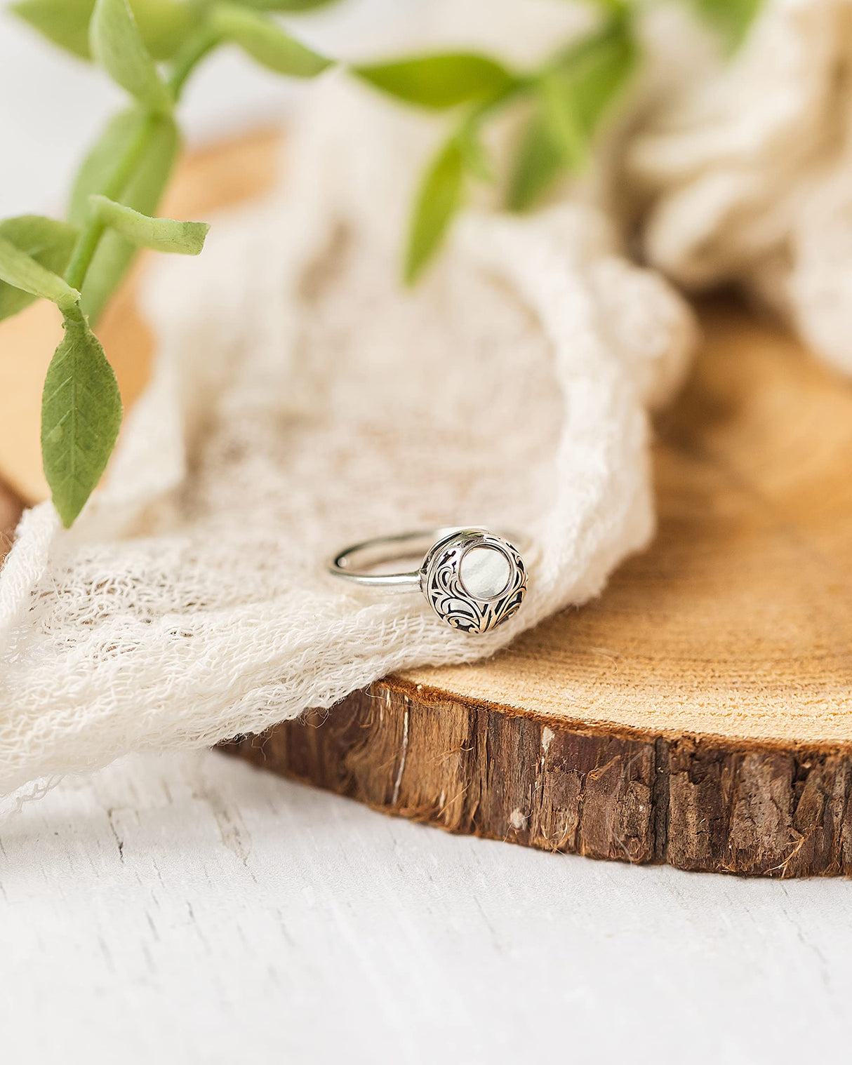 Bottled Up Designs Handmade Vintage Lace Adjustable Ring, Recycled Bottle Glass, Sterling Silver, Eco Friendly, Made in USA, Birthday Gifts, Mothers Day, Women, Anniversary (Mason Jar (Aqua))